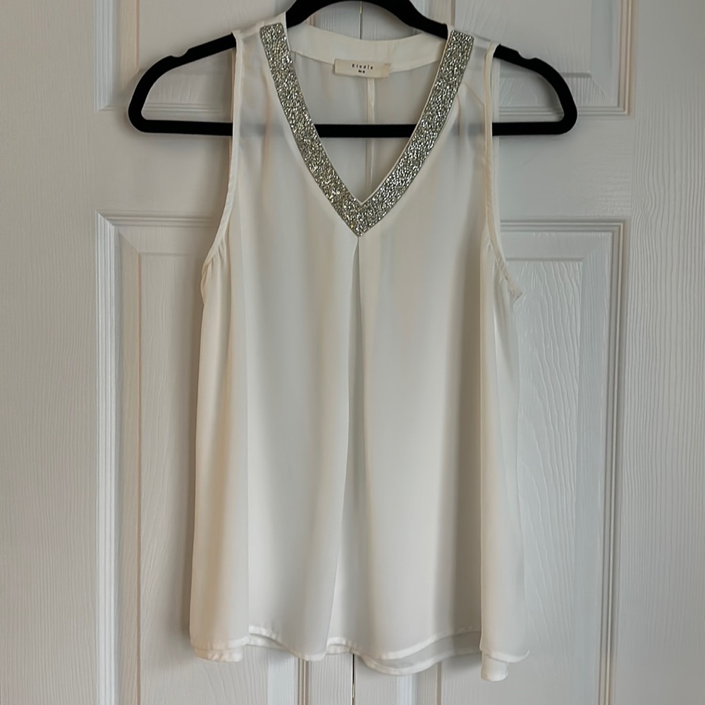 Ivory Sleeveless V-neck top